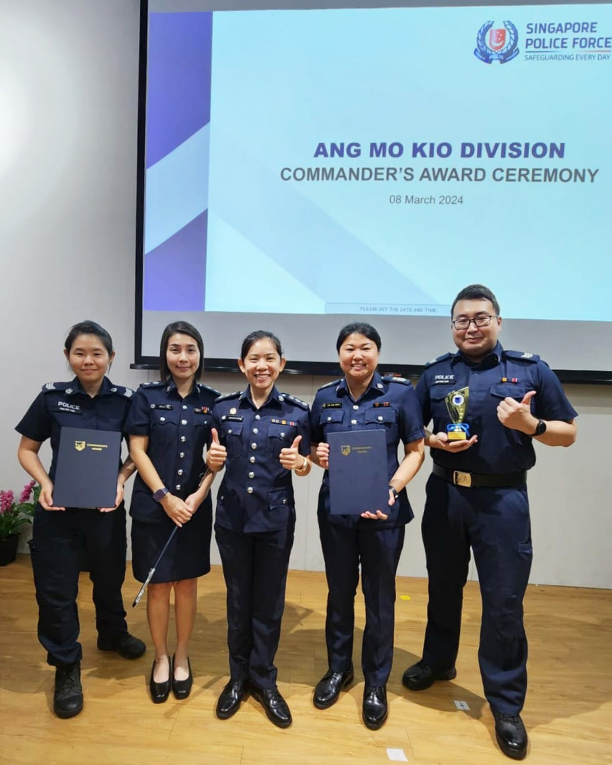 Supt Ong and her team at the 2024 Commander’s Award Ceremony. PHOTO: Supt Ong Ruo Cheng