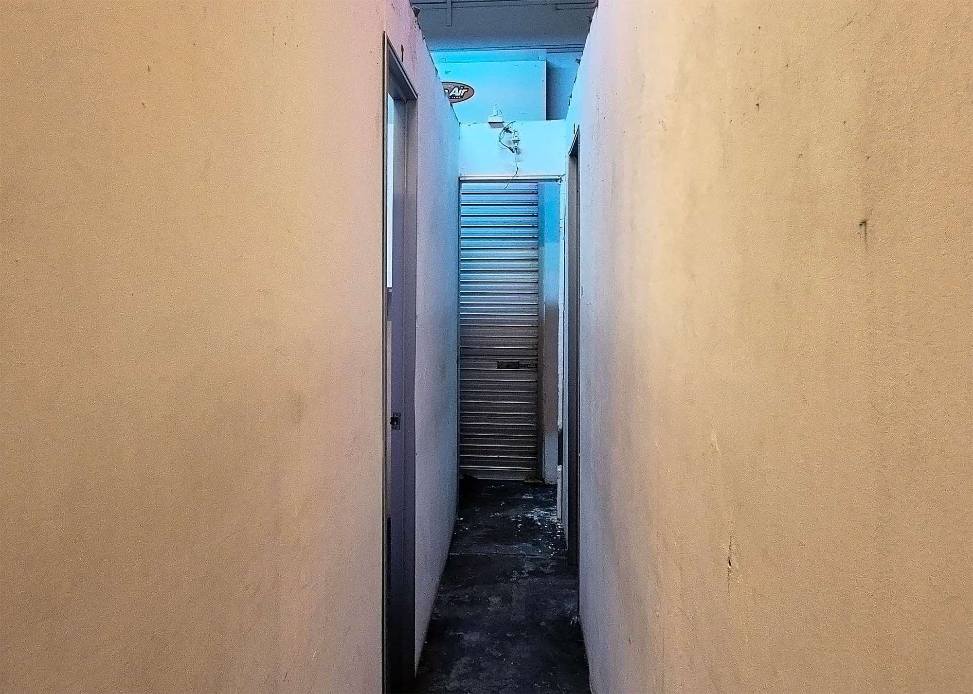 a perspective shot of the narrow corridor