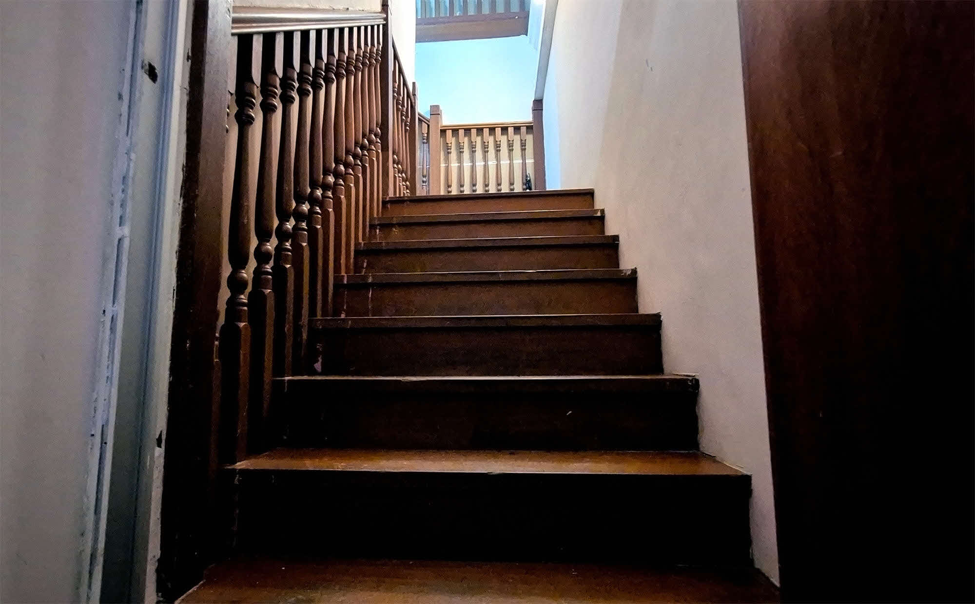 a perspective shot of the staircase