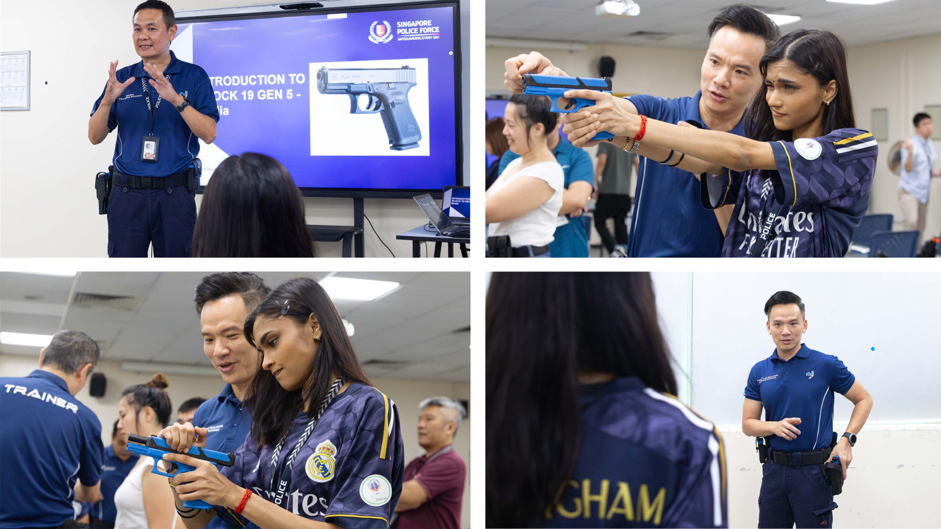 Learning how to handle a pistol. PHOTOS: Shavina Sri