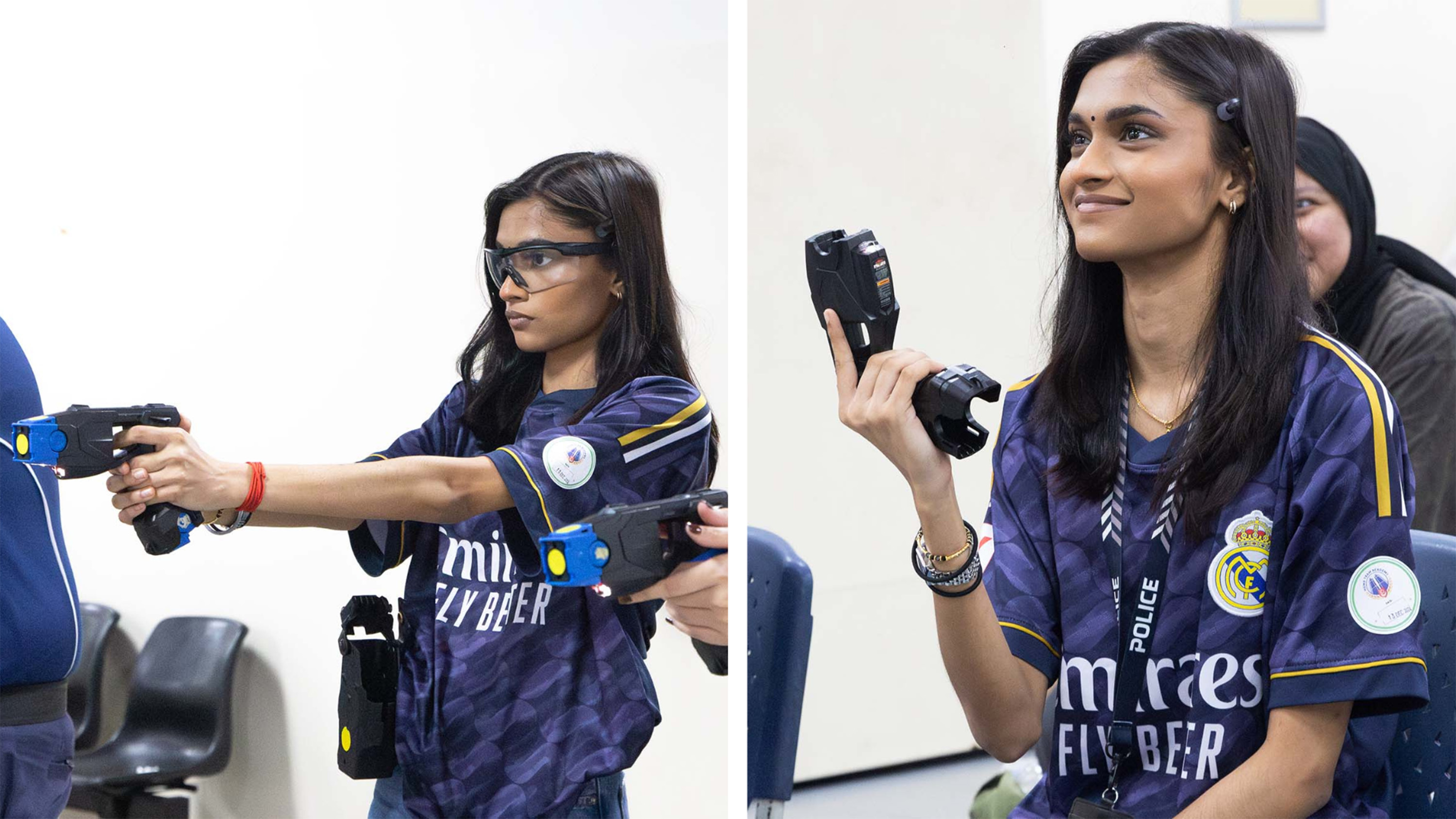 Learning about the functions of the taser. PHOTOS: Shavina Sri 