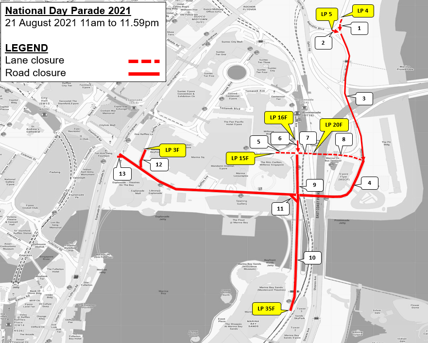 Traffic Arrangements For National Day Parade 2021