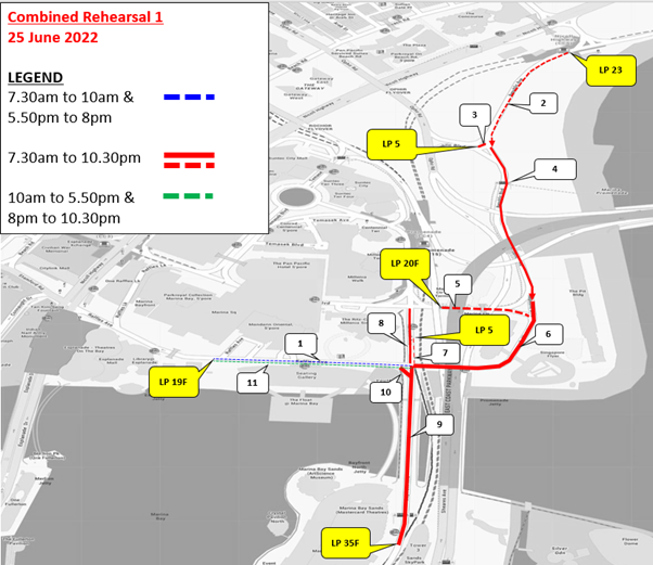 Traffic Arrangement For National Day Parade 2022 – Combined Rehearsal 1