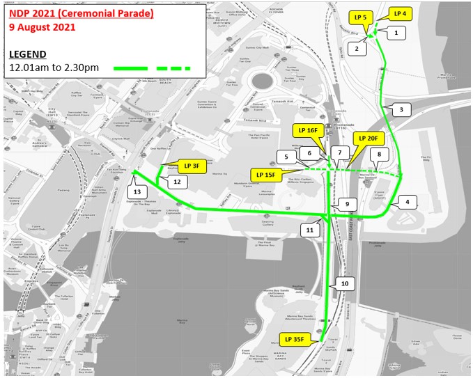 Traffic Arrangement For National Day Parade 2021 (Ceremonial Parade)